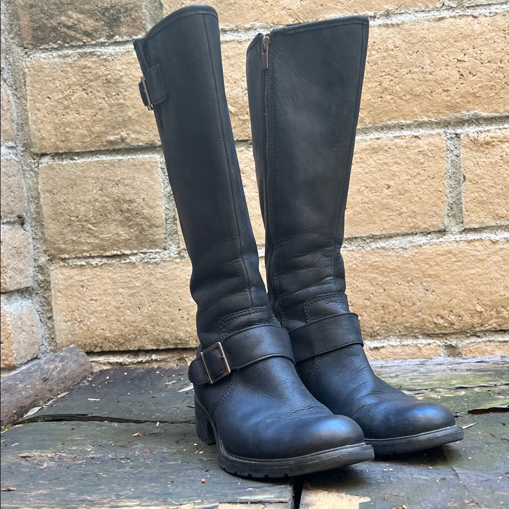 Timberland size 9 combat moto Black‎ Leather Knee-High Boots